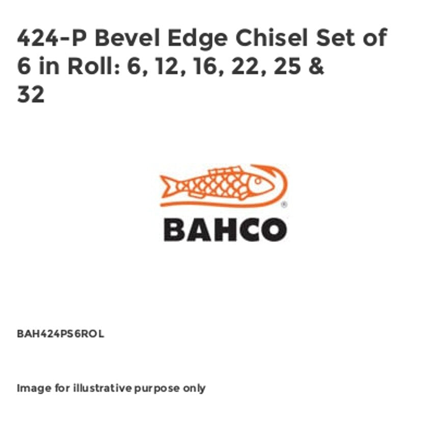 424-P Bevel Edge Chisel Set of 6 in Roll: 6, 12, 16, 22, 25 & 32