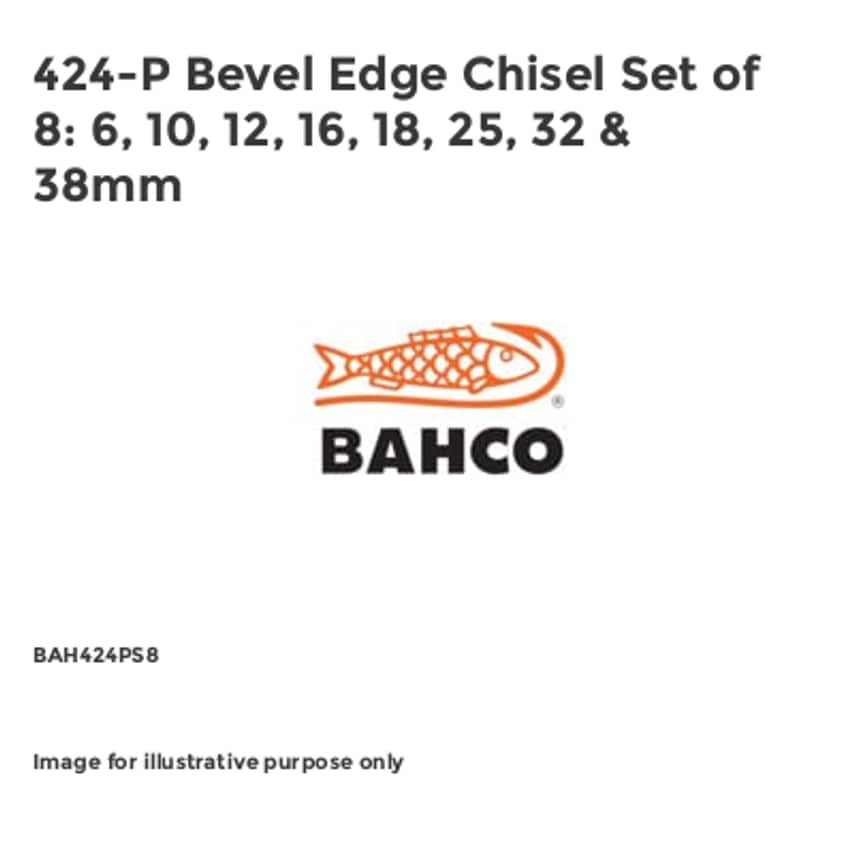 424-P Bevel Edge Chisel Set of 8: 6, 10, 12, 16, 18, 25, 32 & 38mm