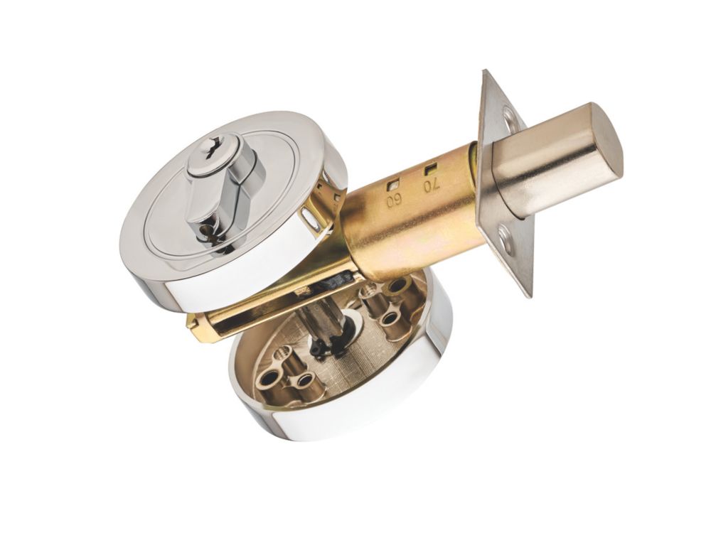 Security Solutions 1 Lever Polished Chrome Euro Locking Deadbolt Thumbturn Set 82mm Case - 60mm Backset
