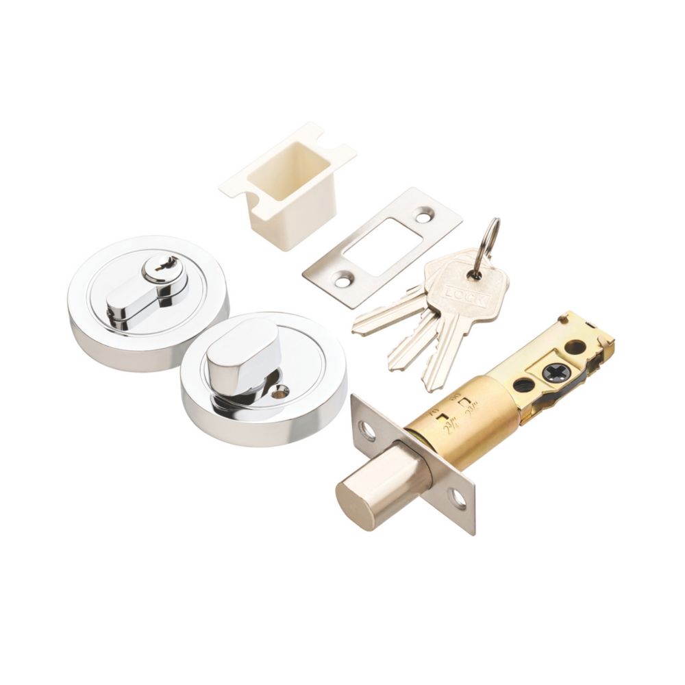 Security Solutions 1 Lever Polished Chrome Euro Locking Deadbolt Thumbturn Set 82mm Case - 60mm Backset