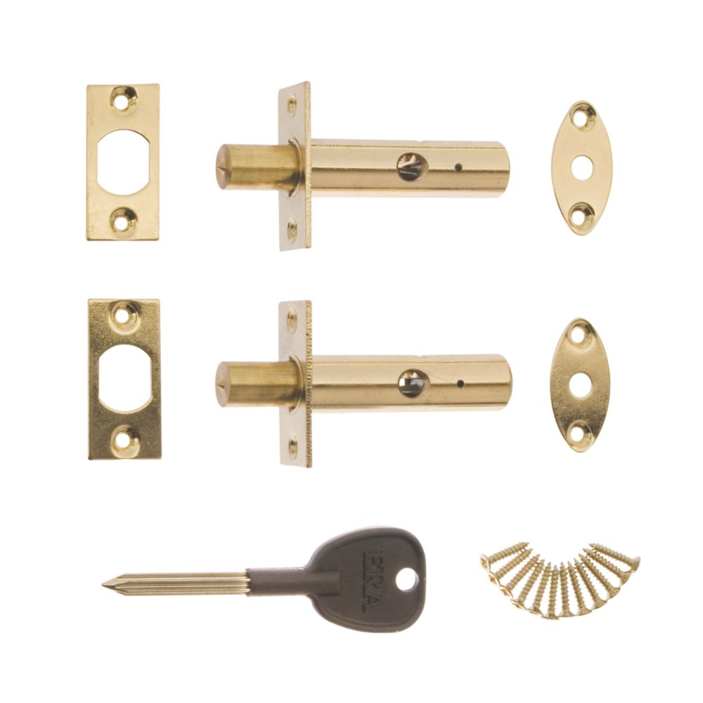 ERA Brass Concealed Door Security Bolts 78mm Brass 2 Pack