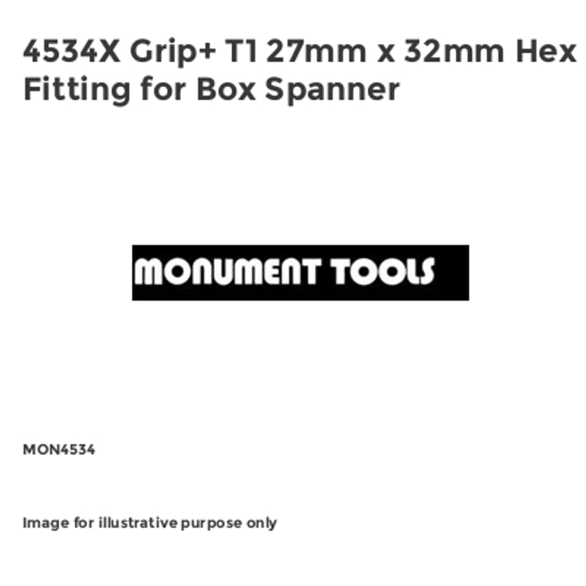 4534X Grip+ T1 27mm x 32mm Hex Fitting for Box Spanner