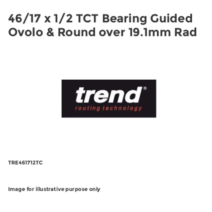 46/17 x 1/2 TCT Bearing Guided Ovolo & Round over 19.1mm Rad TRE461712TC