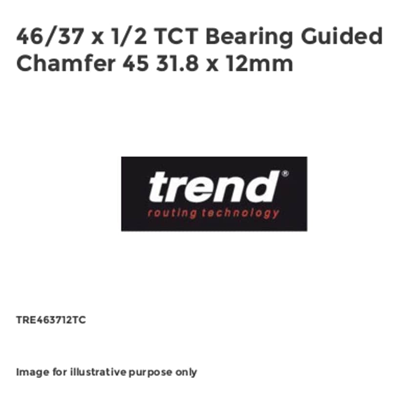 46/37 x 1/2 TCT Bearing Guided Chamfer 45 31.8 x 12mm