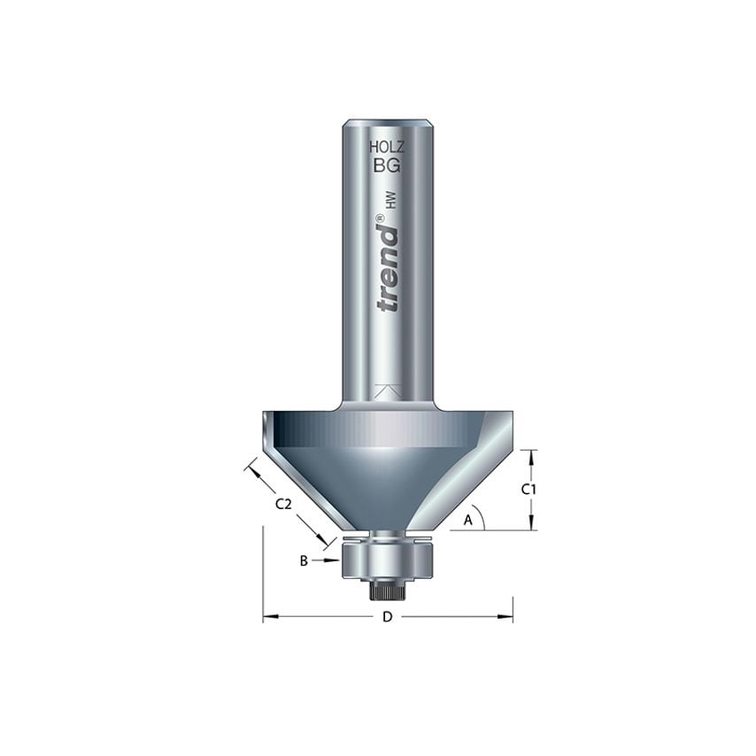 46/38 x 1/2 TCT Bearing Guided Chamfer 45 50 x 19mm TRE463812TC