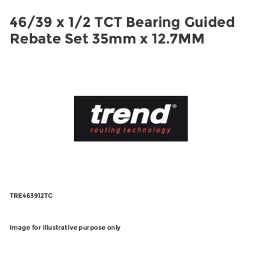 46/39 x 1/2 TCT Bearing Guided Rebate Set 35mm x 12.7MM