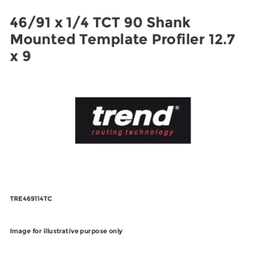 46/91 x 1/4 TCT 90 Shank Mounted Template Profiler 12.7 x 9