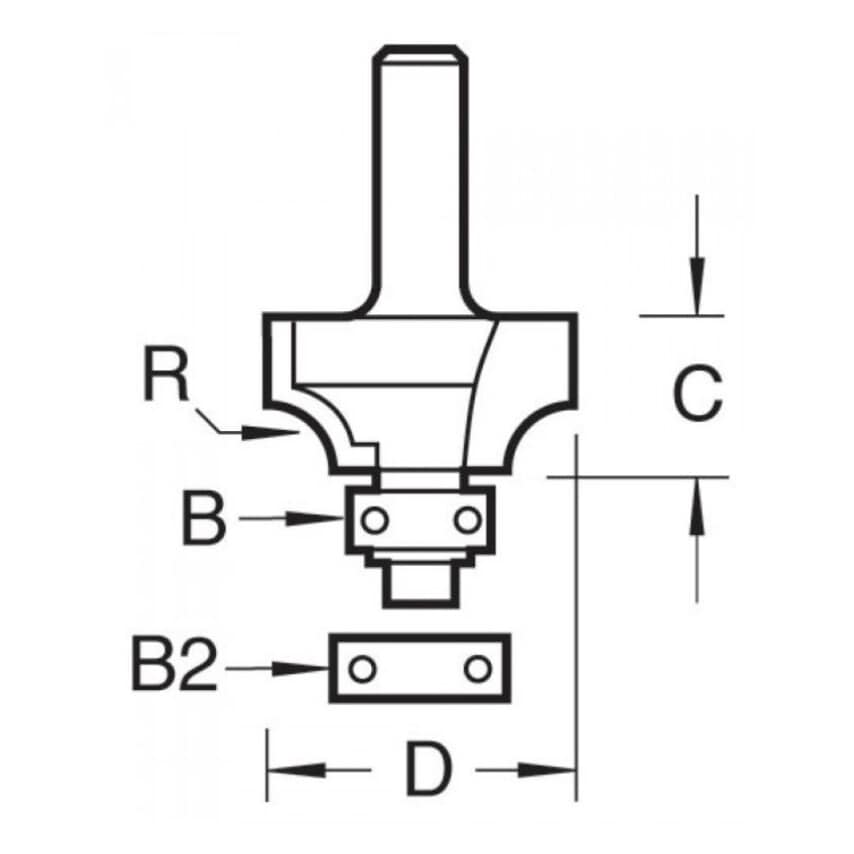46/93 1/4" TC Bearing Guided Ovolo Cutter