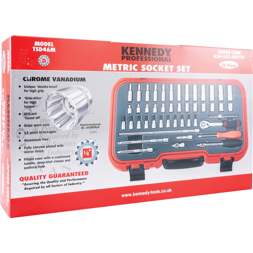 46PC Master mm Socket Set 1/4" Square Drive