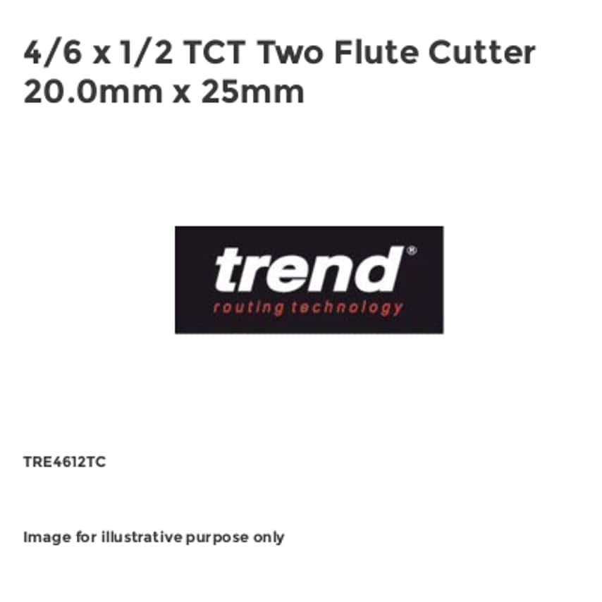 4/6 x 1/2 TCT Two Flute Cutter 20.0mm x 25mm