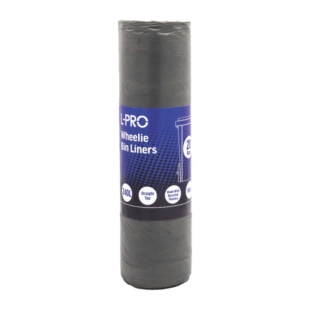 L-PRO Black Wheelie Bin Liners 240Ltr 20 Pack