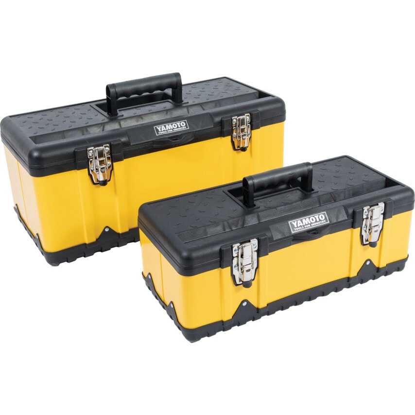 470mm & 582mm Yellow Metal Toolbox Set 2 Piece