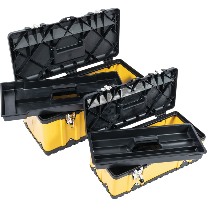 470mm & 582mm Yellow Metal Toolbox Set 2 Piece