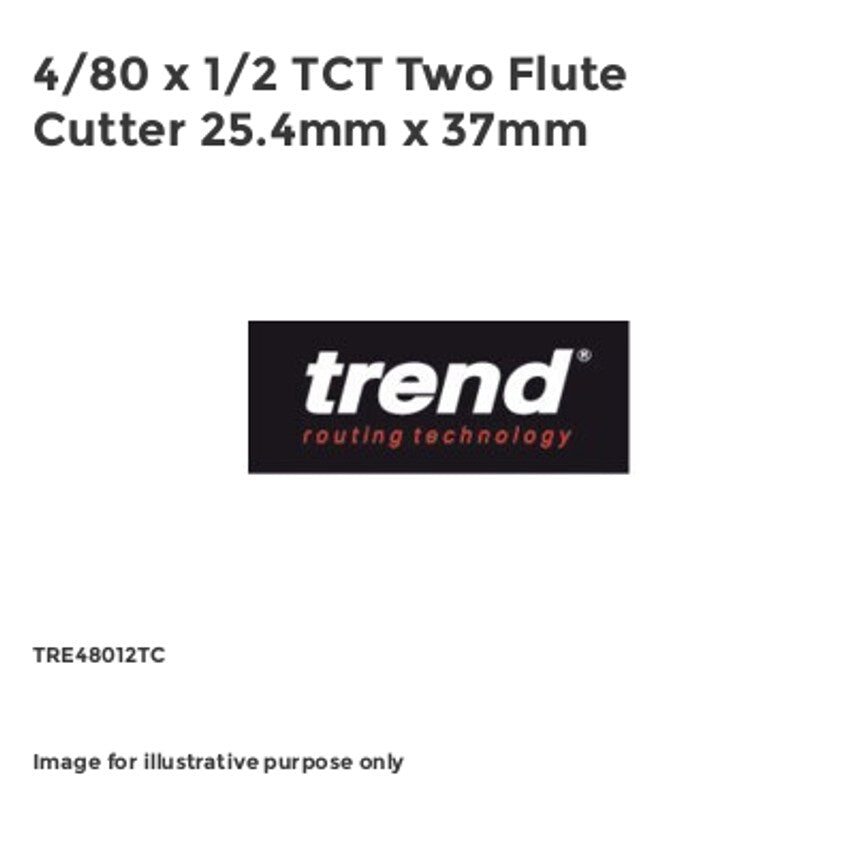 4/80 x 1/2 TCT Two Flute Cutter 25.4mm x 37mm TRE48012TC