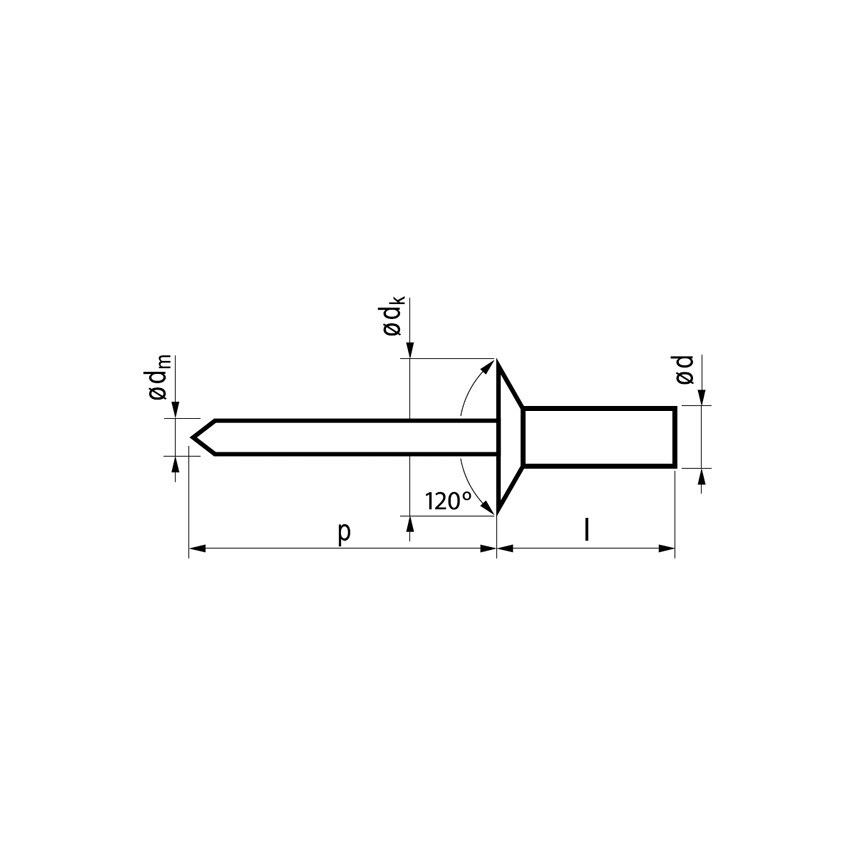 4.8X15.5M Sigma Sealed Countersunk Blind Rivet Aluminium Steel (BX-500)