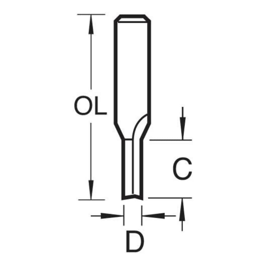 4/8 1/2" TC Two Flute Straight Cutter with TCT Plunge Centre Tip. 25.4mm