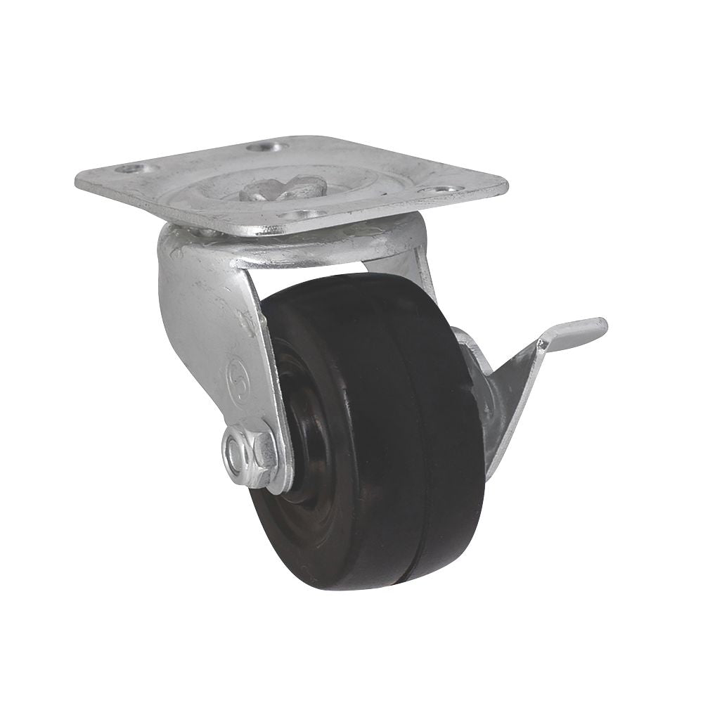 Essentials Heavy Duty Braked Swivel Castor 50mm Black