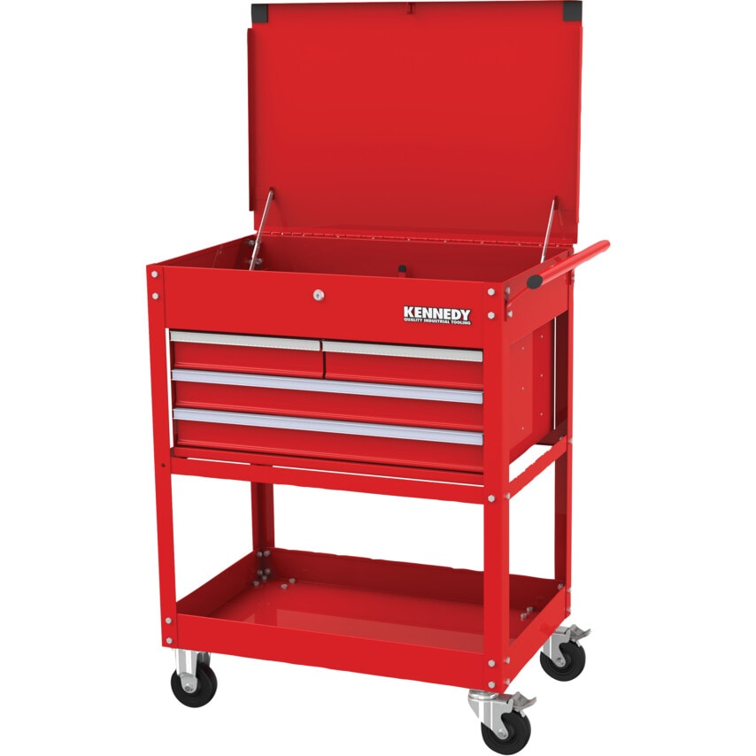 4-Drawer Service Cart with Castors and Side Handle