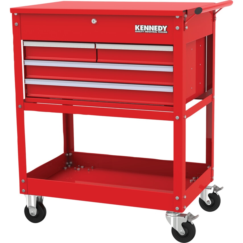 4-Drawer Service Cart with Castors and Side Handle