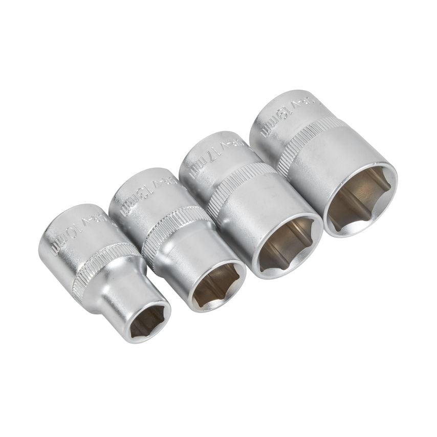 4PCE 1/2" Drive Hex Sockets 10-19MM