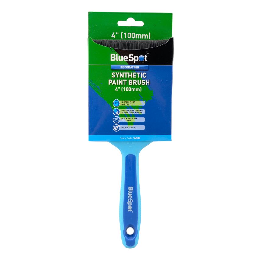 4" (100mm) Synthetic Paint Brush with Soft Grip Handle
