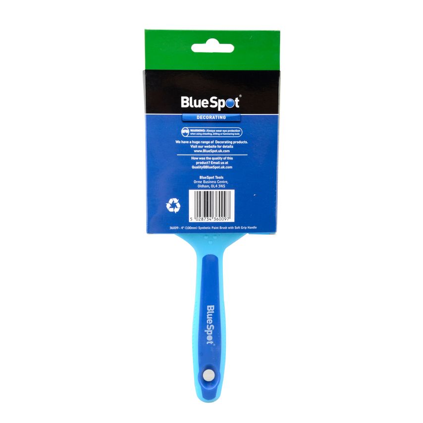 4" (100mm) Synthetic Paint Brush with Soft Grip Handle
