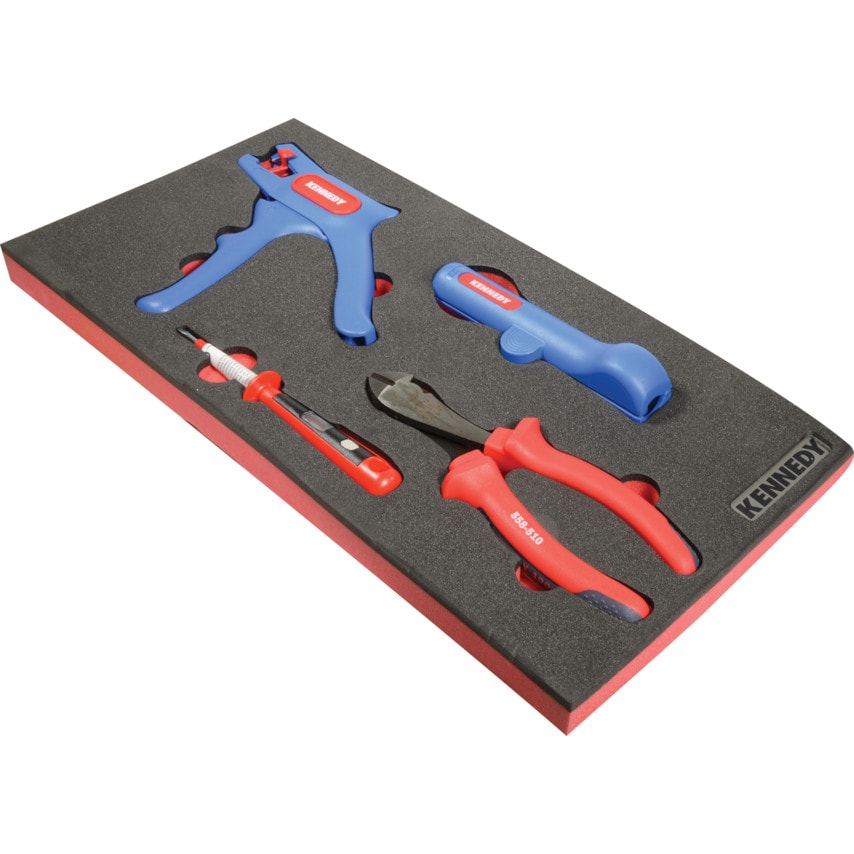 4 Piece Electricians Wiring Set in Tool Control 1/3 Width Foam Inlay for Tool Chest