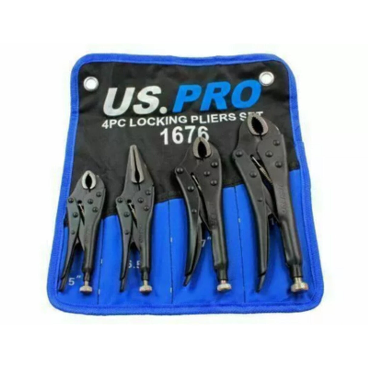 4 Piece Locking Pliers Set - 3 Curved + 1 Straight Jaw