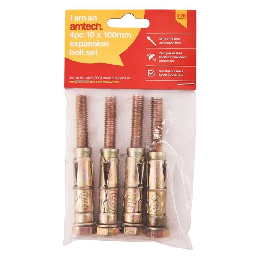4 Piece M10 X 100mm Expansion Bolts
