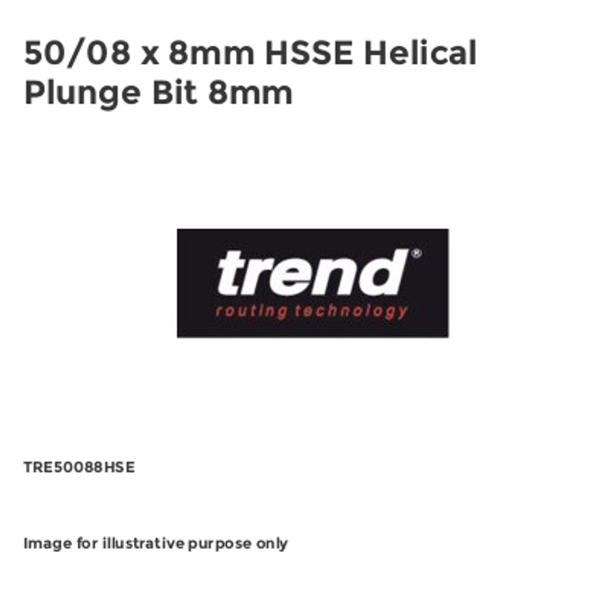 50/08 x 8mm HSSE Helical Plunge Bit 8mm