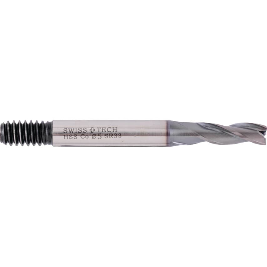 5.00MM HSS-Co 8% 3 Flute Threaded Shank Slot Drills - TiCN Coated
