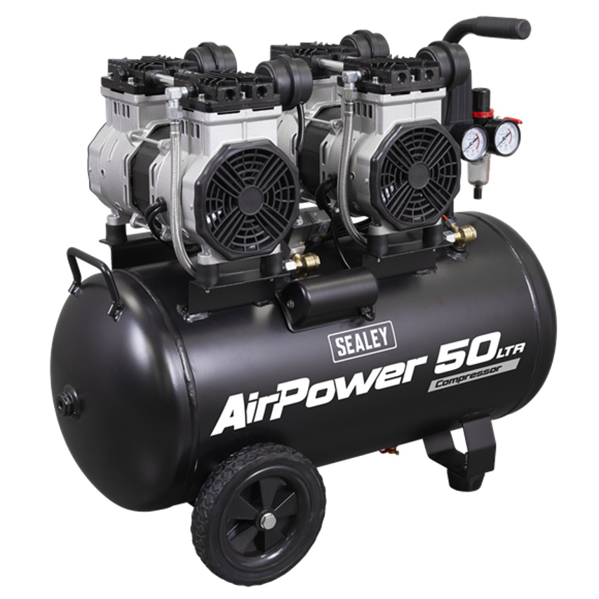 50L Low Noise Oil Free Direct Drive Air Compressor 2 x 2HP
