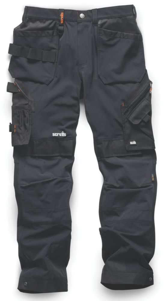 Scruffs Pro Flex Plus Work Trousers Black 34" W 30" L
