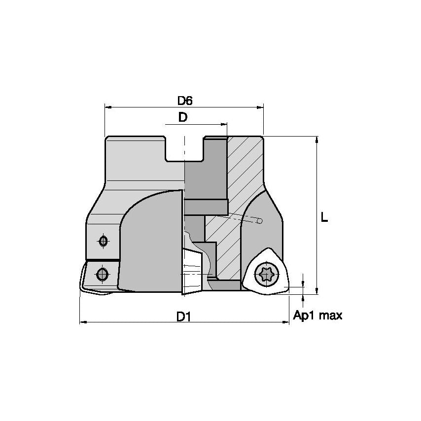 52A04RS91WP08 High Feed Cutter D=52 Z=4 SHEL