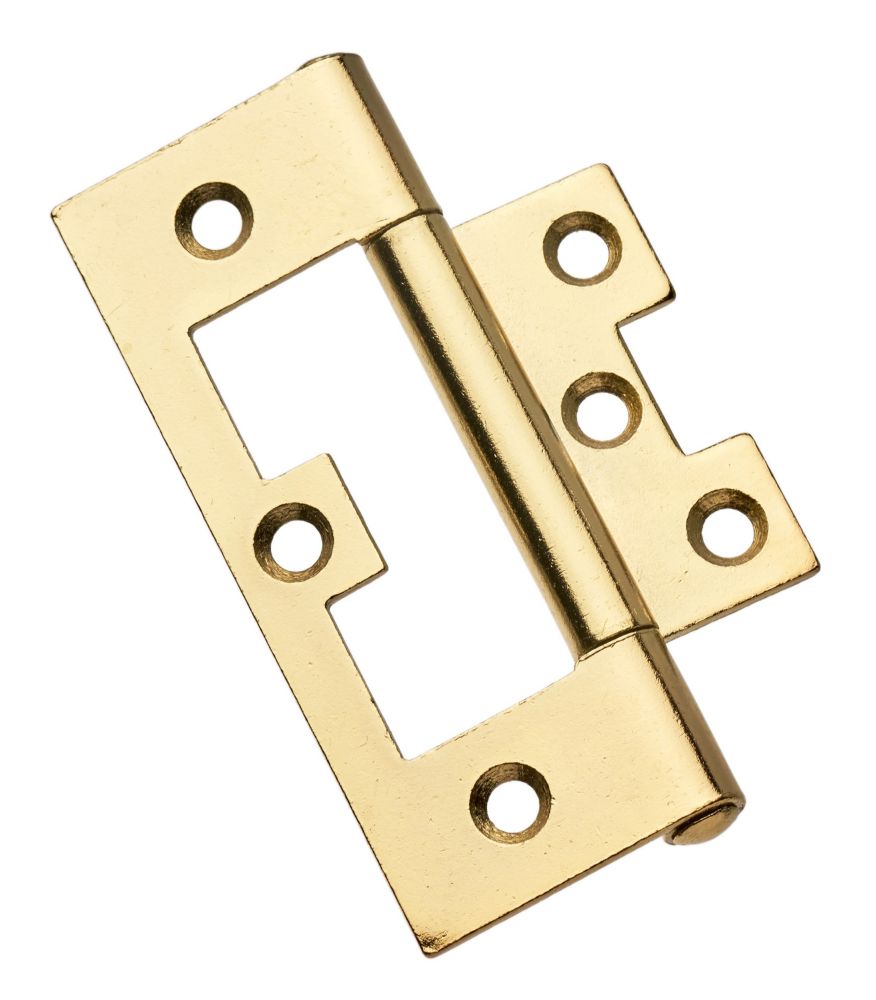 Smith & Locke Polished Brass  Flush Hinges 100mm x 59.5mm 2 Pack