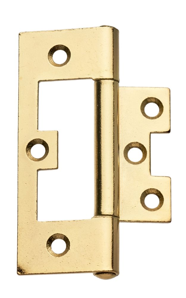 Smith & Locke Polished Brass  Flush Hinges 100mm x 59.5mm 2 Pack
