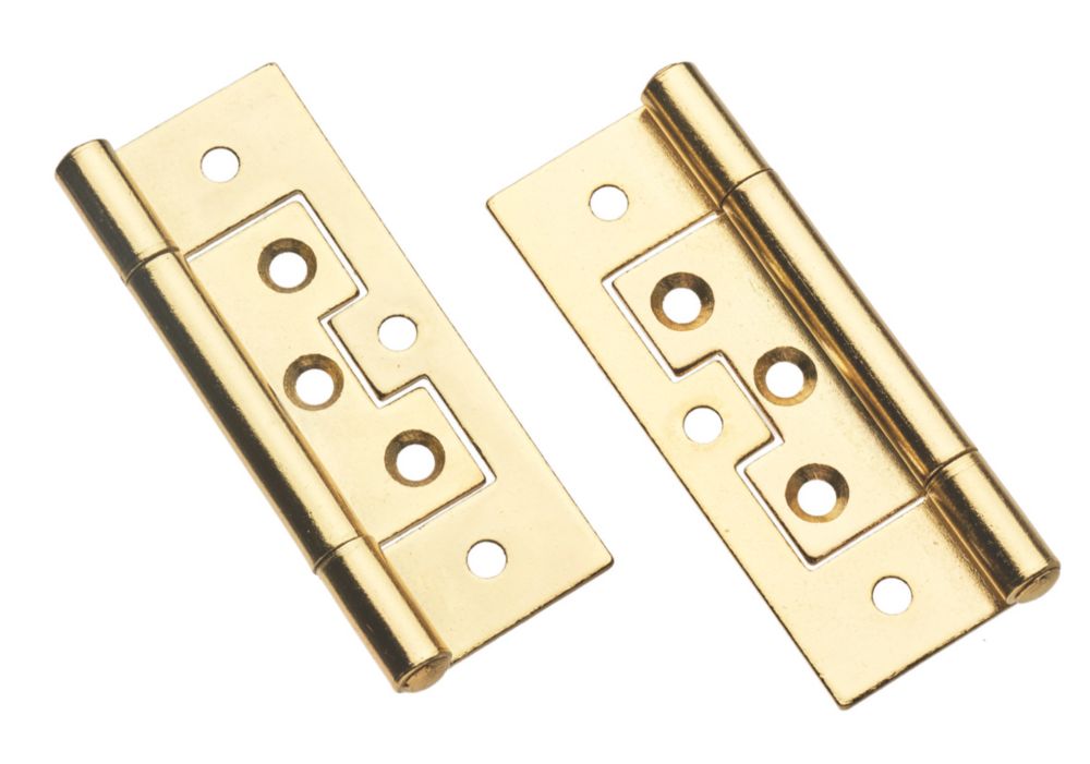 Smith & Locke Polished Brass  Flush Hinges 100mm x 59.5mm 2 Pack