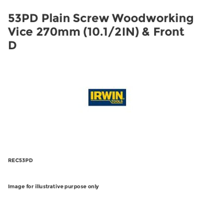 53PD Plain Screw Woodworking Vice 270mm (10.1/2IN) & Front D