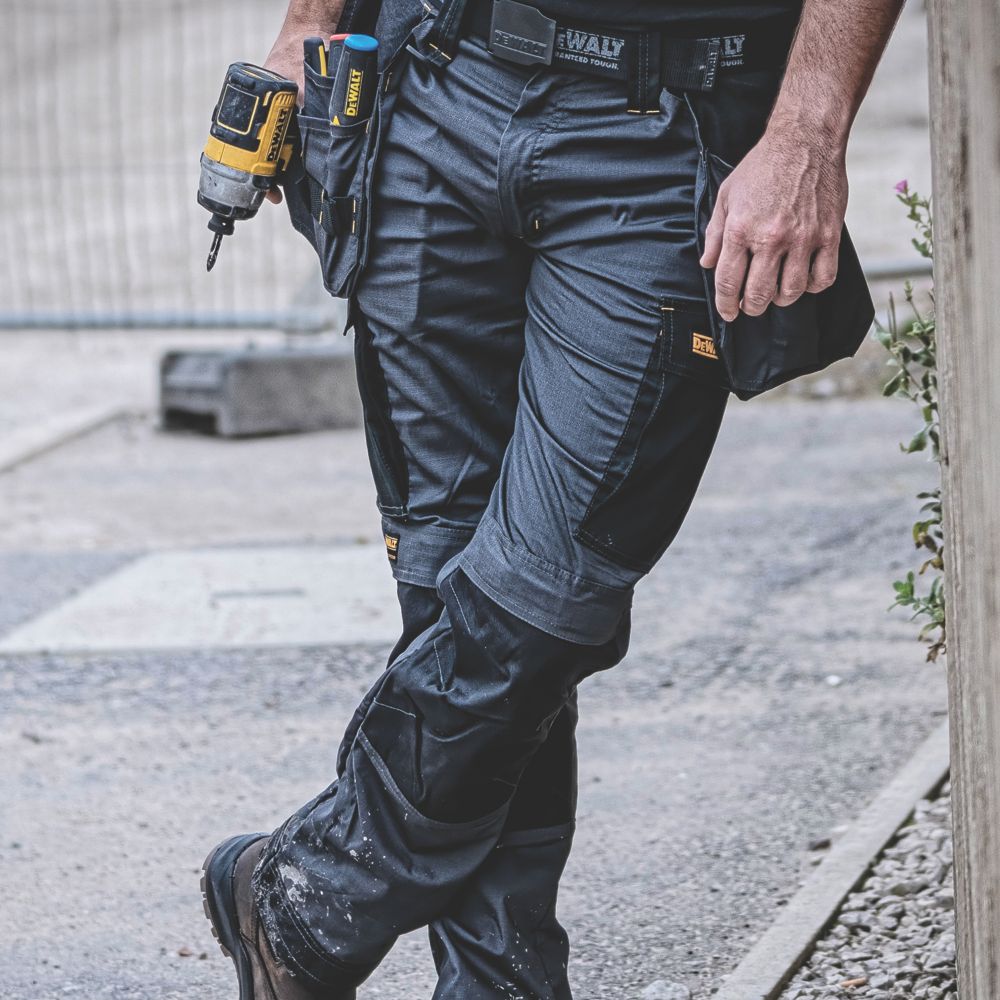 DeWalt Barstow Work Trousers Grey/Black 30" W 33" L