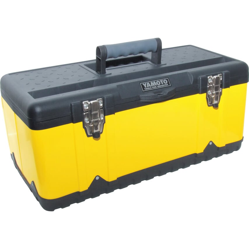 582 x 298 x 255mm Yellow Metal Toolbox + Tote Tray