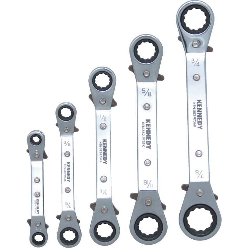 5PC 1/4"-7/8" Offset Ratchet Ring Spanner Set