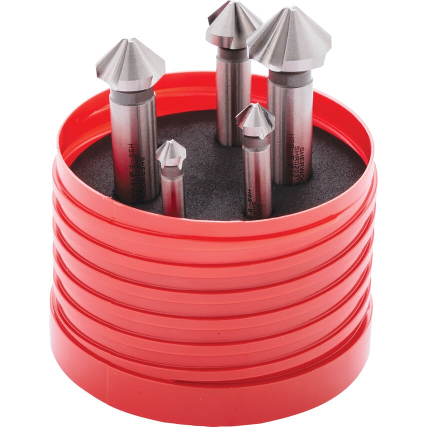 5-Pce 90DEG HSS-Cobalt S/S Countersink Set