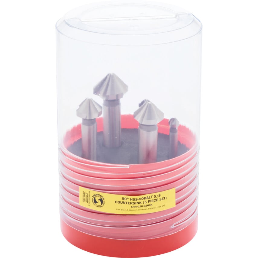5-Pce 90DEG HSS-Cobalt S/S Countersink Set