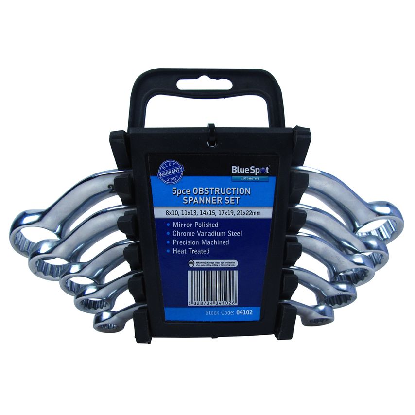 5 Piece Chrome Vanadium Metric Obstruction Spanner Set (8-22MM)