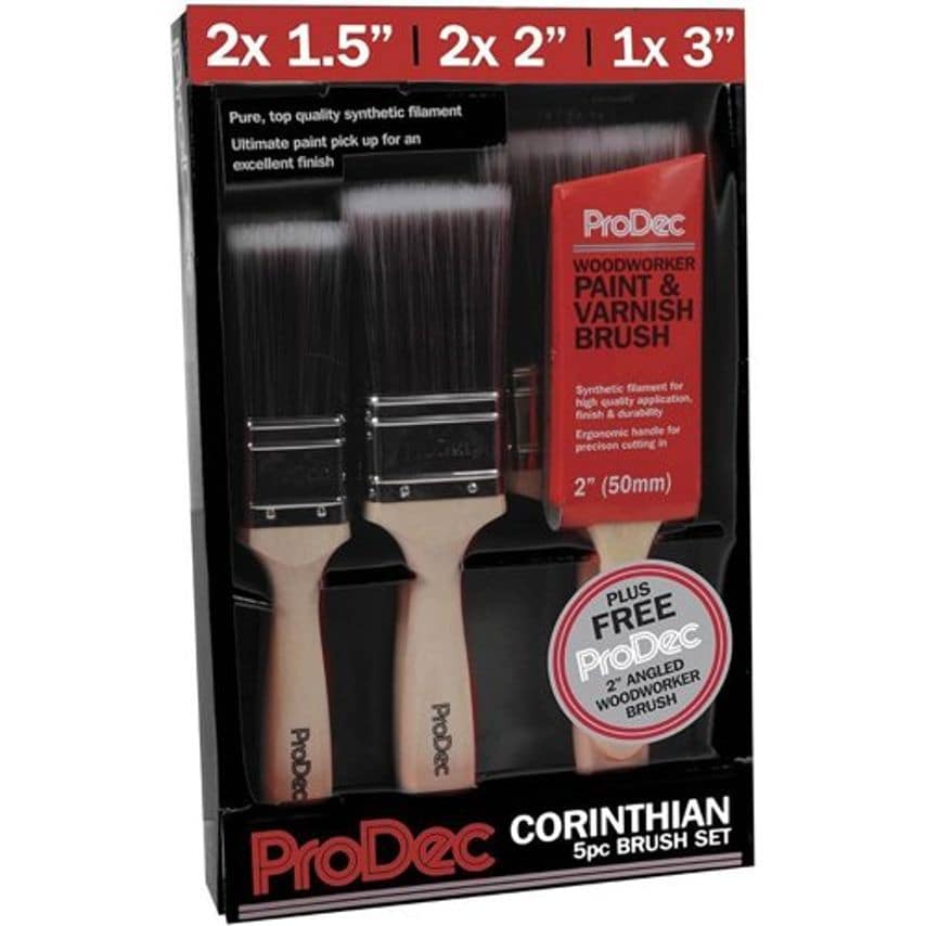 5 Piece Corinthian Brush Set Paint Brushes Premium Trade Quality PBPT009