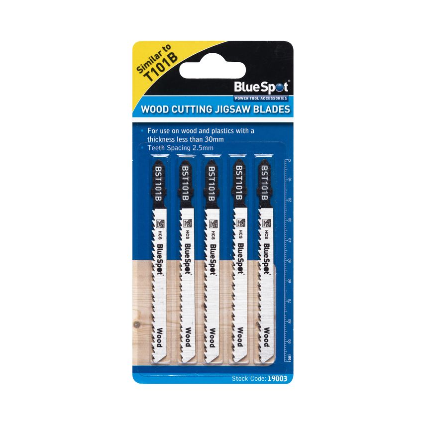 5 Piece HCS Clean Cut Jigsaw Blades for Wood (10 TPI)