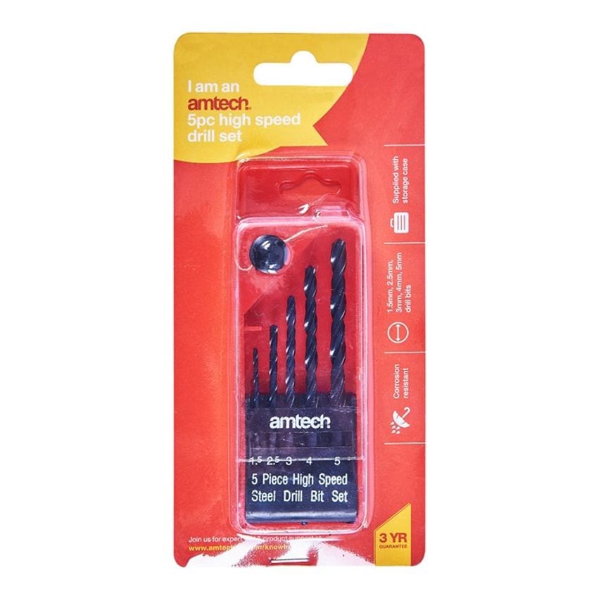 5 Piece High Speed Steel (Hss) Drill Set