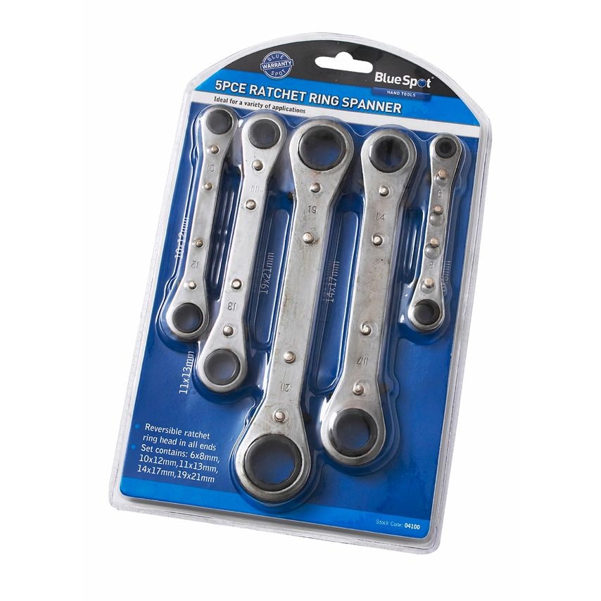 5 Piece Metric Ratchet Ring Spanner Set (6-21MM)