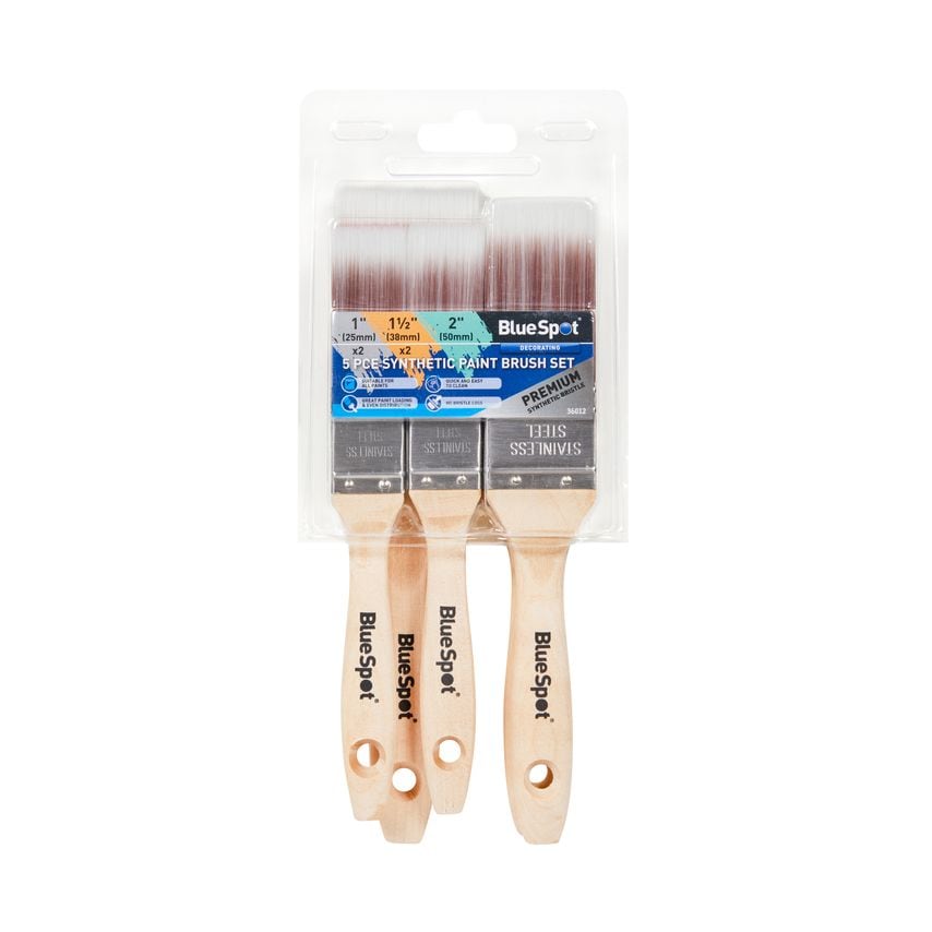 5 Piece Synthetic Paint Brush Set (2 Piece 1". 2 Piece 1 ". 1 Piece 2")