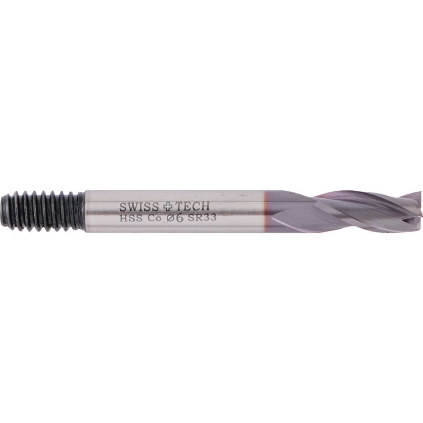 6.00MM HSS-Co 8% 3 Flute Threaded Shank Slot Drills - TiCN Coated